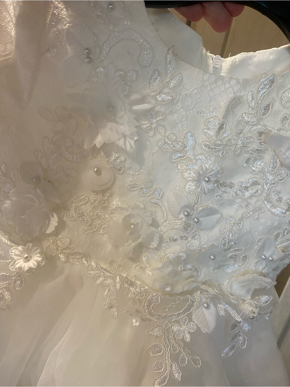 JJs House White Flower Girl Dress with Lace Bodice - Picture 4 of 4